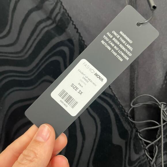 FashionNova Caught Up Black Mesh Long Sleeve Mini Dress Whimsigoth Plus 3X - Picture 4 of 8